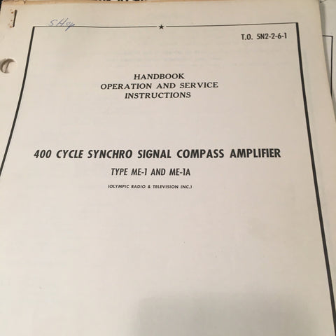 Olympic ME-1 & ME-1A Compass Amplifier Operation & Service Manual.