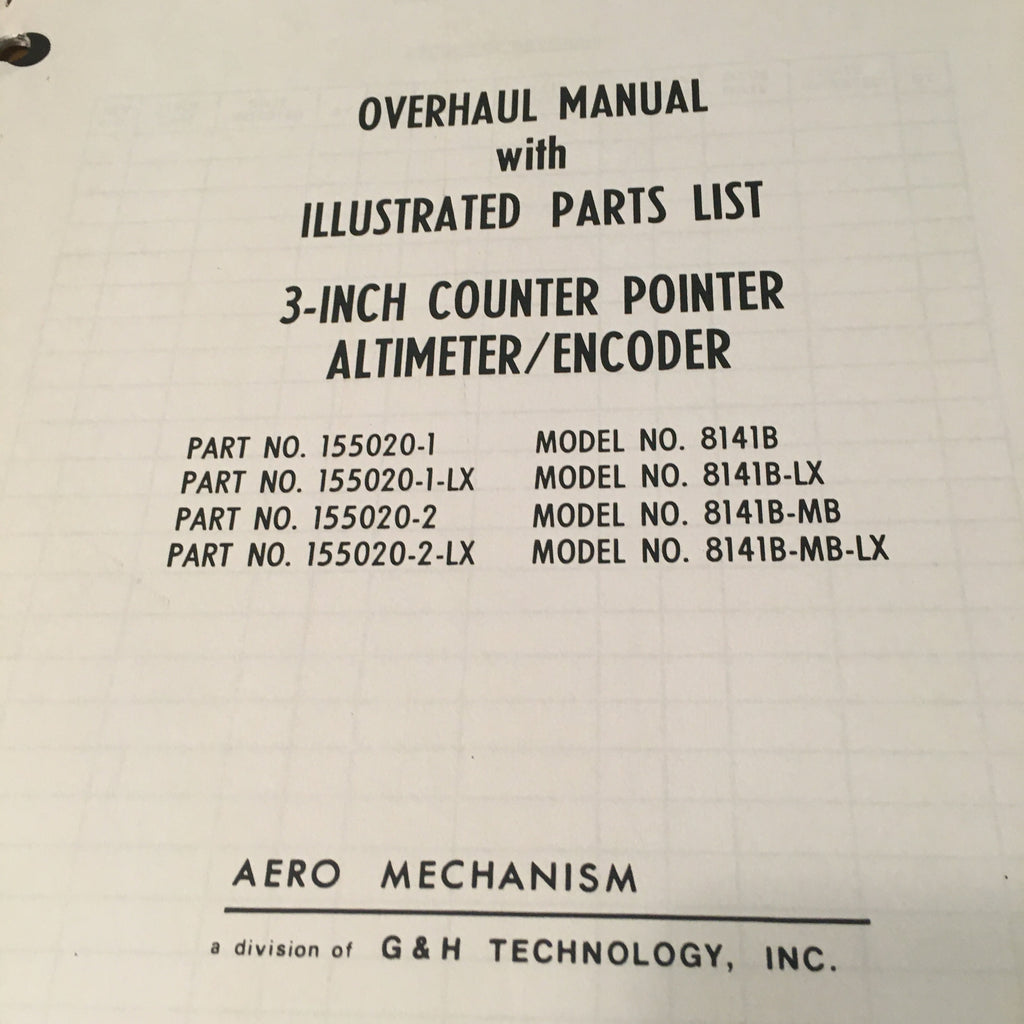 Aero Mechanism 3" Counter Pointer Encoder 8141B Overhaul Manual.