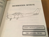 1981 Cessna TR182 Turbo Skylane RG Pilot's Information Manual.