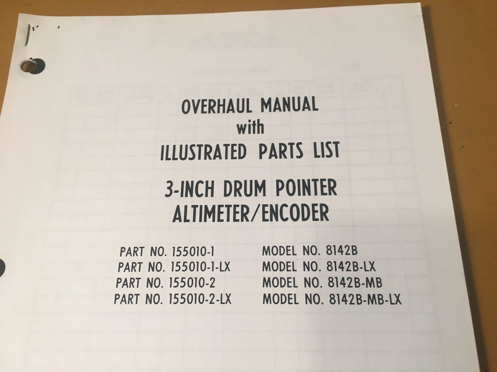 Aero Mechanism 8142B Series, 155010 Series Overhaul Manual.