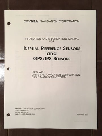 Universal Inertial Reference Sensors & GPS IRS Sensors Install Manual.