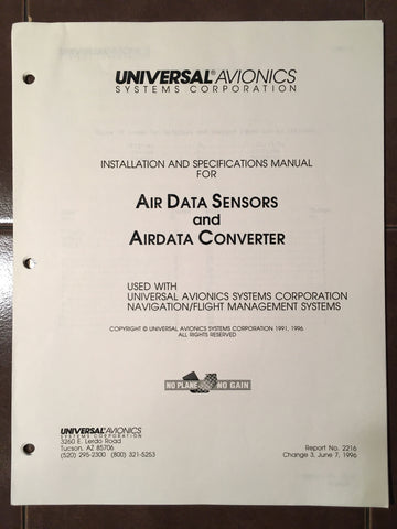 Universal Air Data Converter Install Manual pn 1500-01 & 1500-02.