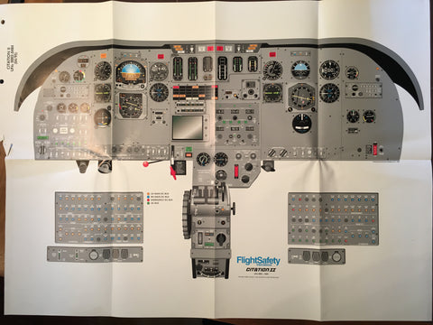 Cessna Citation II Instrument Panel Poster for sn 0002 thru 0484.