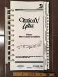 Cessna Citation V Ultra Pilot's Abbreviated Checklist.