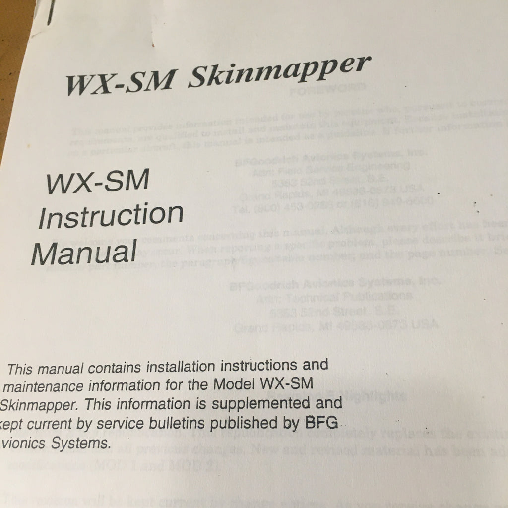 Stormscope WX-SM Skinmapper Instruction Manual.