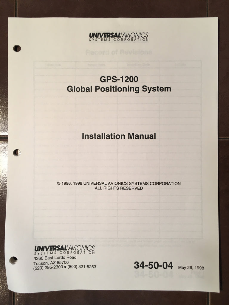 Universal GPS-1200 System Install Manual.