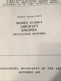 McCulloch Motors Aircraft Engine O-100-1 Service Institutions Manual.
