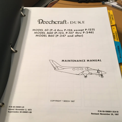 Beechcraft Duke 60, A60 & B60 Shop Service Manual.