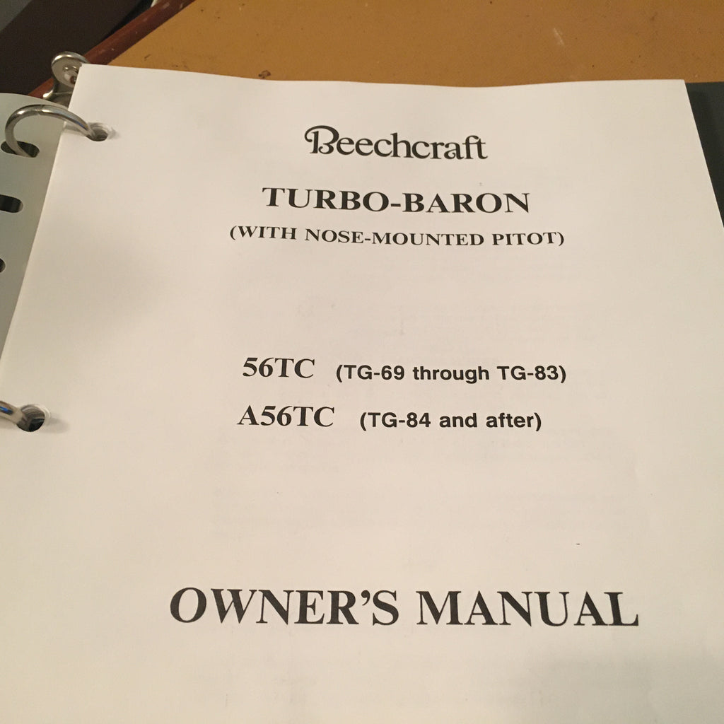 Beechcraft Turbo-Baron with nose-mounted pitot tube 56TC & A56TC Owner's Manual.