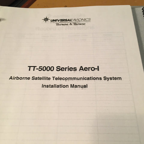 Universal TT-5000 Aero-I Satellite Telecom System Install Manual.