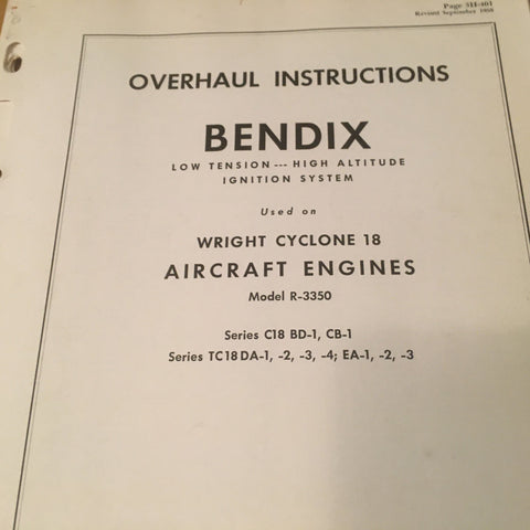 Bendix Scintilla Low Tension Ignition on Wright Cyclone 18 R-3350 Overhaul Manual.