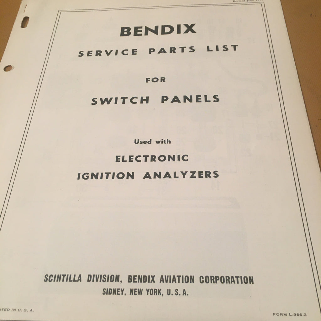 Bendix Sl3 Switch Bendix Scintilla Switch Panels for Electronic Ignition Analyzers Parts ...