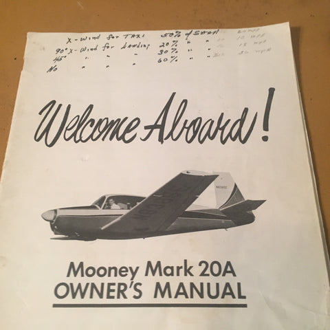 1960 Mooney Mark 20A Owner's Manual.  m20a.