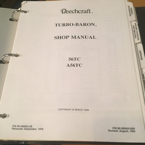 Beechcraft Turbo Baron 56TC & A56TC Shop Service Manual.