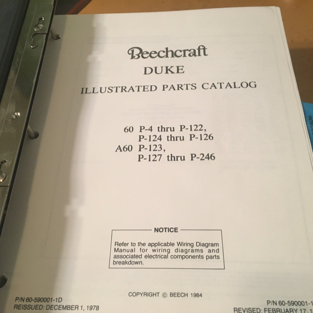 Duke B60 Checklist.pdf Beechcraft Duke 60 & A60 Parts Manual. – G's Plane Stuff