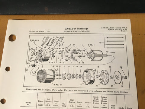 Delco-Remy Generator 1117070 to 1117092 Parts List Instructions