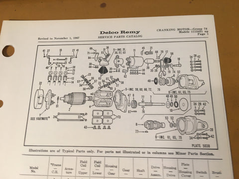 Delco-Remy Cranking Motor 1113451 & Up Parts List Instructions