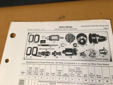 Delco-Remy Cranking Motor 1109504 & Up Parts List Instructions