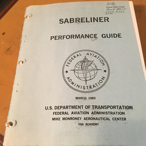 North American Sabreliner Performance Guide Manual.