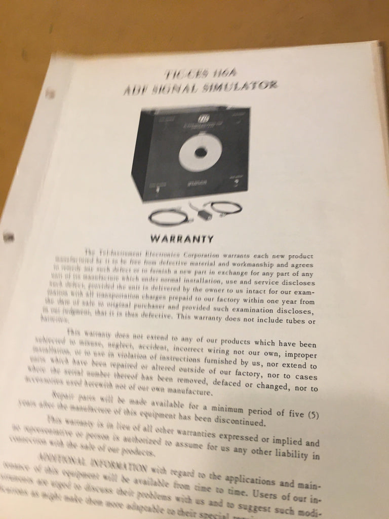 ADF Loop Box Ops, Service Manual TIC Tel-Instrument CES-116A ADF Loop Box Ops, Service Manual