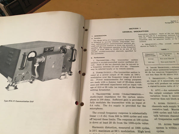 Bendix RTA-1C Comm Service & Parts Manual. – G's Plane Stuff