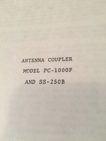 Southern Avionics NDB SS-250B RadioBeacon w PC-1000F Coupler Service Manual.