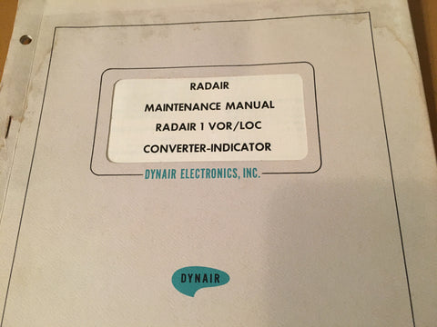 Dynair Radair 1 Install, Service & Parts Manual.