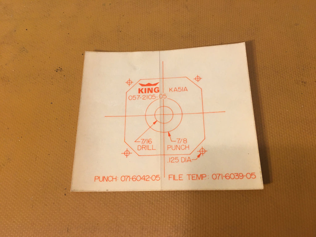 Instrument Panel Template kpn 057-2105-05, fits KA51A,   NOS.