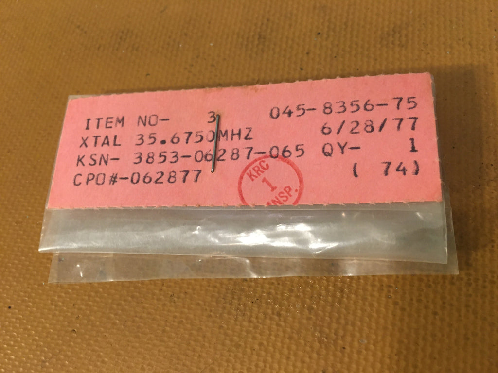 King Small Part: 045-8356-75 aka 045-08356-0075 ,  35.6750 mhz crystal, NOS.