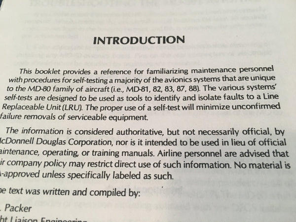 McDonnell Douglas MD-80 Avionics Self-Test Manual. – G's Plane Stuff