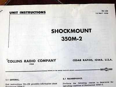 Collins Shockmount 350M-2 Instruction Guide Document.