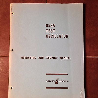 Hewlett Packard HP 652A Test Oscillator Operating & Service Manual