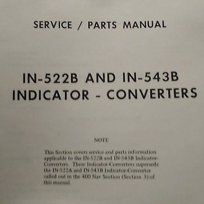 Cessna ARC IN-522B and IN-543B Indicators Install, Service & Parts Manual.