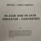 Cessna ARC IN-522B and IN-543B Indicators Install, Service & Parts Manual.