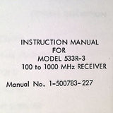 Singer Model 533R-3 Receiver Operation Manual.