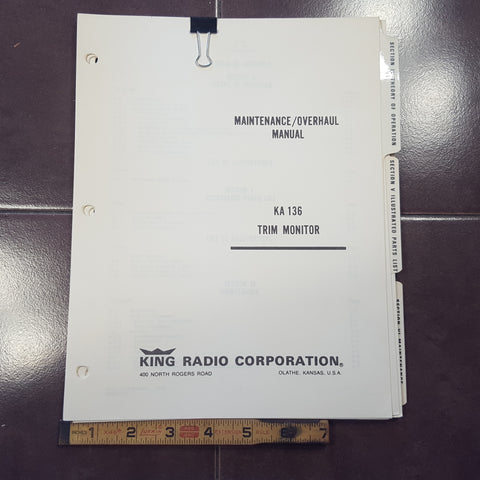 King KA 136 Trim Monitor Maintenance Overhaul Manual.