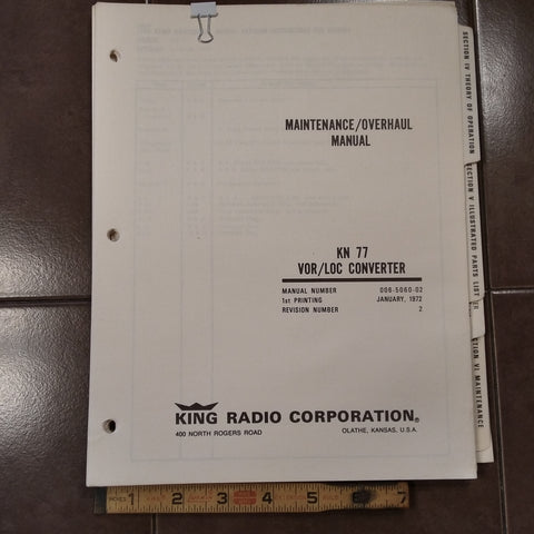 King KN 77 VOR LOC Service manual.