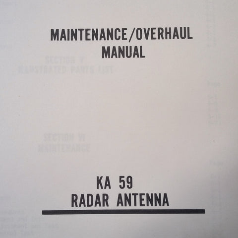 King KA 59 Radar Antenna Service manual, part of KWX 50, KWX 60 System .