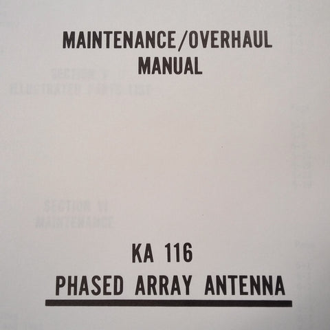 King KA 116 Radar Antenna Service manual, part of KWX 50, KWX 60 System.
