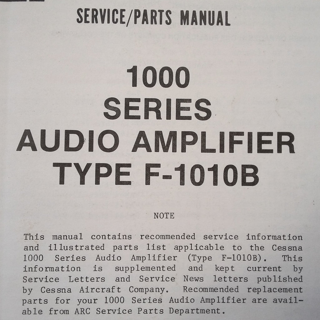 Cessna ARC F-1010B Install, Service & Parts Manual.