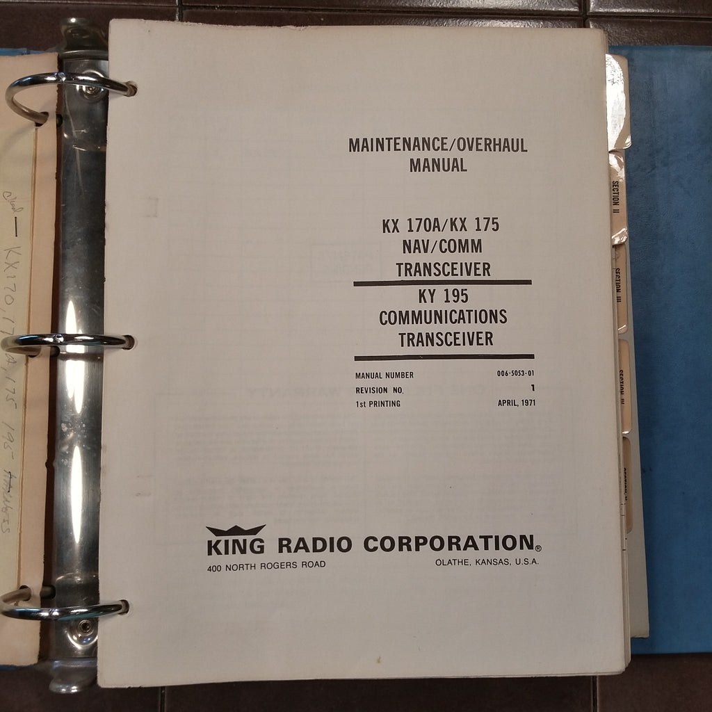 King KX 170A, KX 175 & KY 195 Maintenance & Parts Manual.