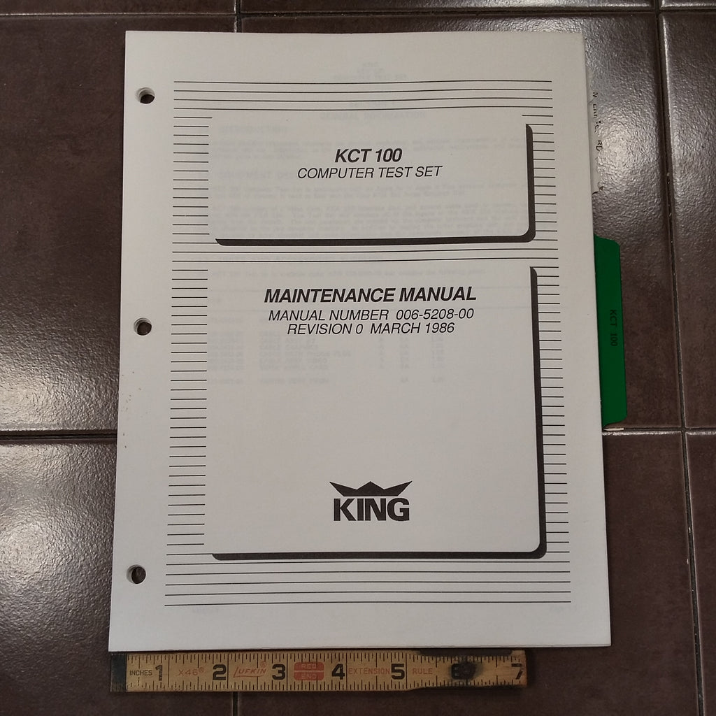 King KCT 100 Computer Test Set Maintenance Manual.