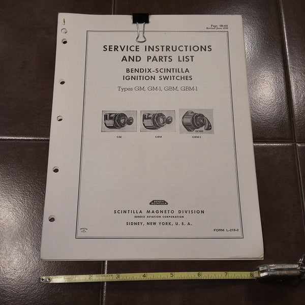 Bendix Aircraft Ignition Switches GM, GM-1, GBM & GMB-1 Service & Part ...