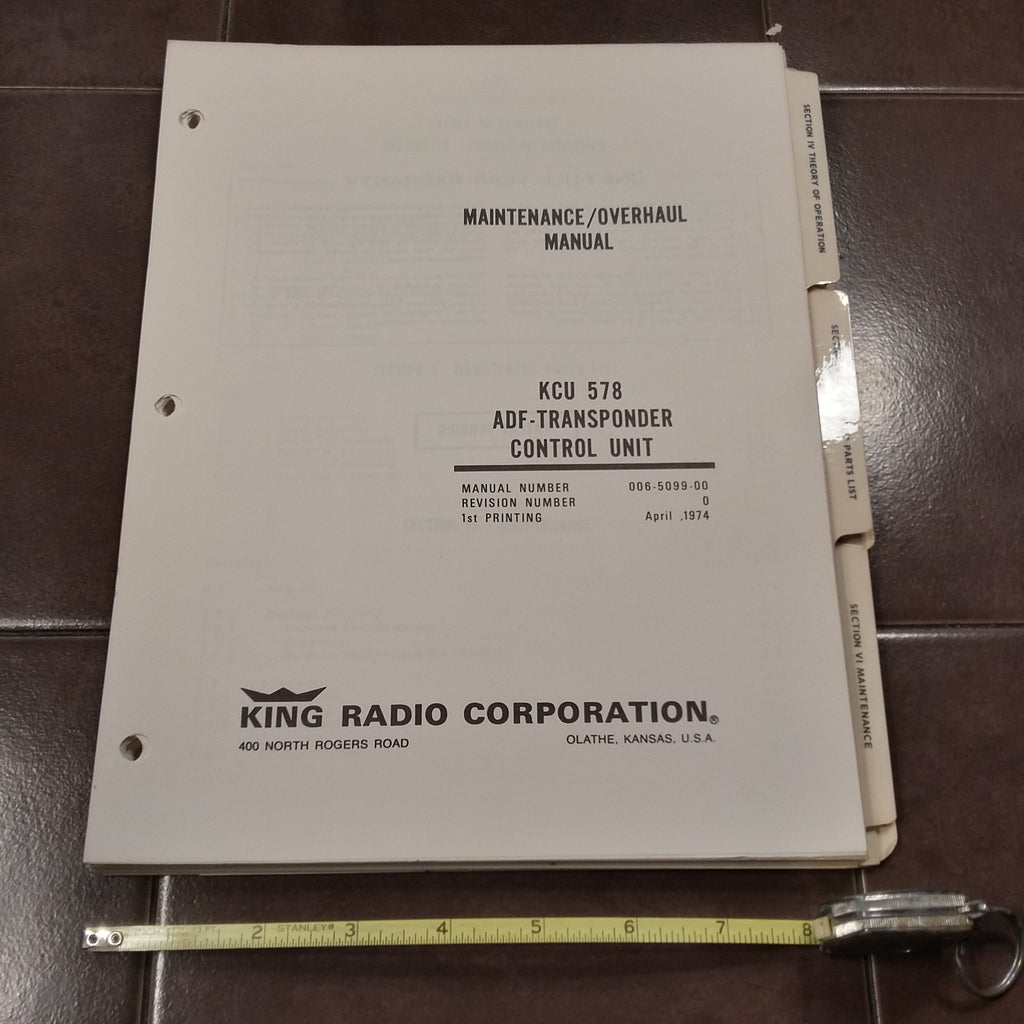 King KCU 578 ADF Transponder Control Service manual.