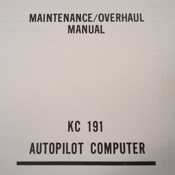 King KC 191 Autopilot Computer Service Manual. – G's Plane Stuff