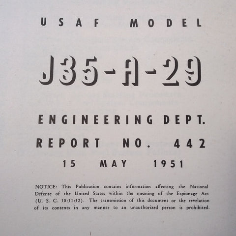 Allison J35-A-29 Operating Manual.