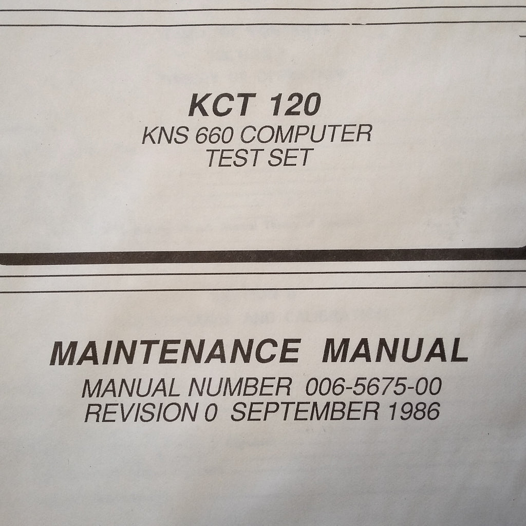King KCT 120 Test Set service manual.