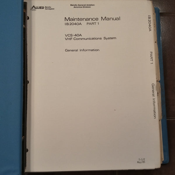 Bendix VCS-40A Com System aka VC-401 and CD-402A Service Manual. – G's ...