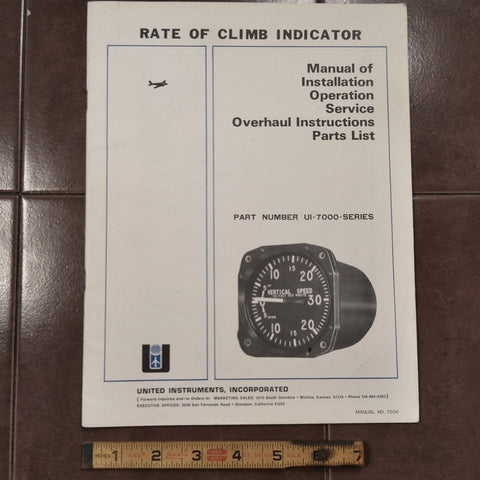 United Instruments Rate of Climb UI-7000, UI-7030, UI-7040 Overhaul & Parts Manual.