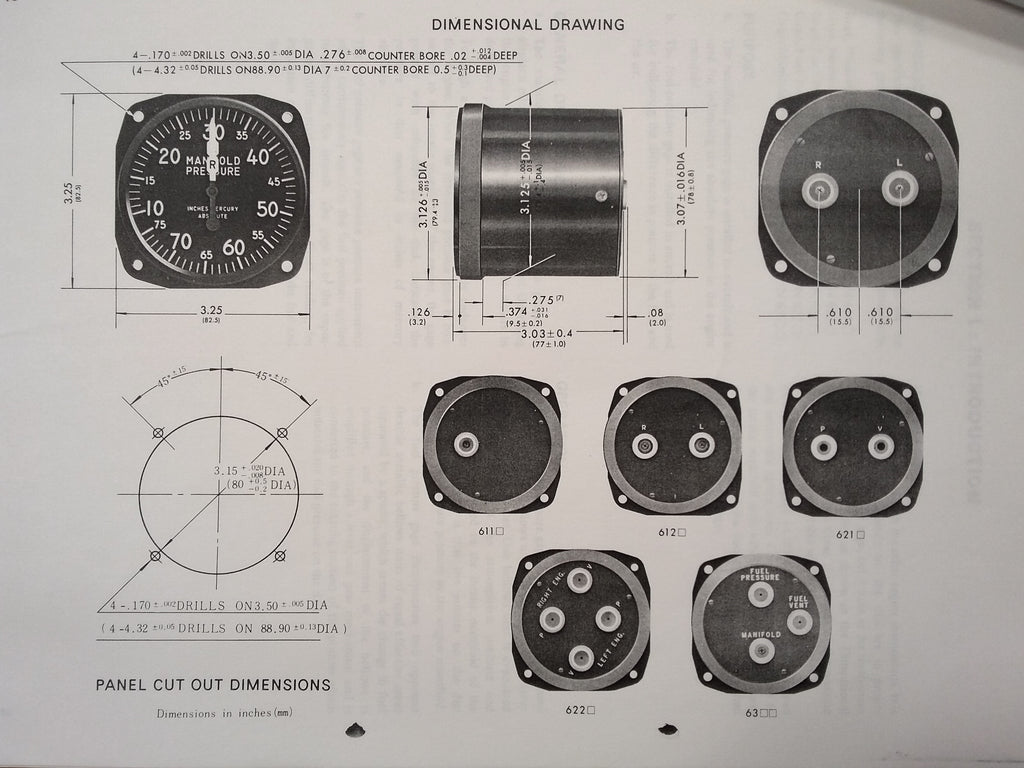 United Instruments PSI Gages 611, 612, 621, 622 & 631 & 633 Series Overhaul Parts Manual.